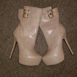 Cream stiletto boots